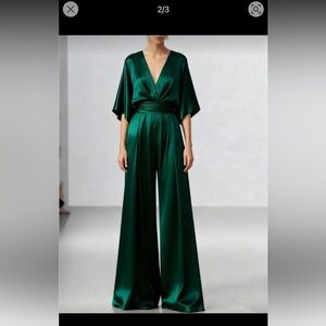 Elegant Green Satin Jumpsuit